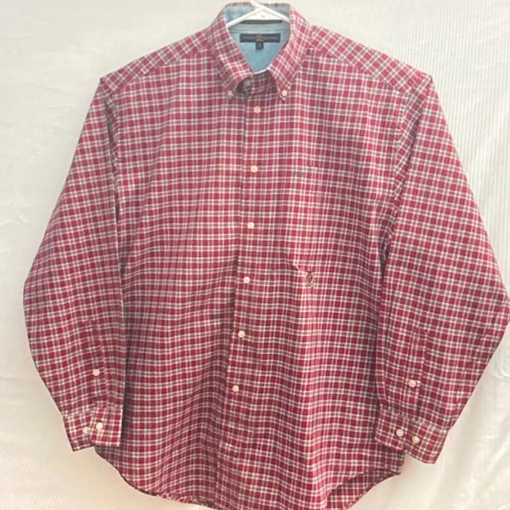 Tommy Hilfiger Red and White Plaid Men's Shirt